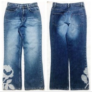 OILILY VTG HR Flare Floral Denim Patchwork Jeans